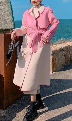 Pink Long Autumn Winter Duster Trench Coat Jacket. This coat is made of a thick wool that will keep you warm very well. The features of this coat are the following: for winter, pink color. Casual Long Spring Wool Coat, Trendy Long Wool Coat For Spring, Long Pink Casual Outerwear, Casual Long Pink Outerwear, Fitted Wool Coat For Spring, Spring Long Sleeve Solid Color Wool Coat, Spring Solid Color Long Sleeve Wool Coat, Spring Solid Color Wool Coat, Long Wool Coat For Spring