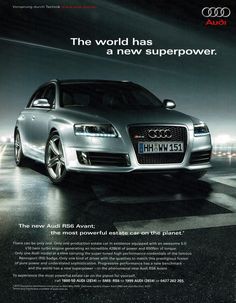 an advertisement for the new audi car