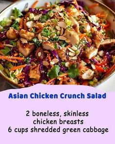 Weight Watchers Diet For Beginners | Asian Chicken Crunch Salad | Facebook Asian Crunch Salad Chinese Chicken, Crispy Chow Mein Noodles, Crunch Salad, Asian Chicken, Weight Watchers Diet, My Recipes, Mediterranean Diet Recipes, Ww Recipes, Crockpot Recipes Easy