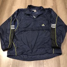 Jacket Is In New Without Tags Condition- Plastic Tag Tab Is Still Attached To The Tag (Pictured) Y2k Adidas, Coats Vintage, Mens Windbreaker, Adidas Jackets, Blue Adidas, 1/4 Zip, Adidas Men, Adidas Jacket, Vintage Y2k