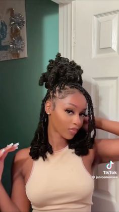 #blackgirlhair #softlocs #style #locs #blackgirlshairstyles #prettyprivilege Invisible Locs In Ponytail, Softlocs Hairstyle Styles, Short Locs Extension Hairstyles, Locs Hairstyles For Birthday, Low Ponytail With Locs, Loc Styles For Homecoming, Boho Bob Soft Locs, Loc Styles For Hoco, Loc Hairstyles For Homecoming