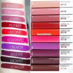 Maybelline Superstay ink matte - buoni e resistenti, ma colori no. Seccano le labbra Maybelline Matte Ink, Superstay Maybelline, Maybelline Super Stay Matte Ink, Maybelline Lipstick, Maybelline Superstay, Maybelline Makeup, Pink Gel, Lip Swatches, Maybelline Super Stay