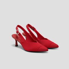 Pointed-Toe Slingback Sandals (Addison), RUBY RED, EU37.5 | VIVAIA Bag Accessories Diy, Shoe Wishlist, Shoes Too Big, Slingback Sandals, Pointed Toe Heels, Flat Boots, Sneaker Heels, Slingback Sandal, Heeled Loafers