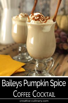 bailey's pumpkin spice dessert coffee with whipped cream and cinnamon on the rims