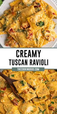 creamy tuscan ravioli with spinach and cheese