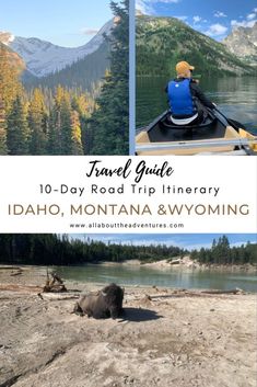 the idaho road trip itinerary with an image of a man in a canoe