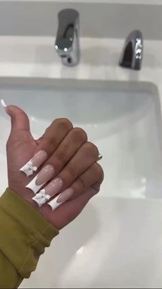 Nail Ideas Acrylic French Tips, Plain Nail Ideas, French Tip Long, Nail Ideas Acrylic, Black Acrylic Nail Designs, Acrylic French, Plain Nails, Acrylic Nail Set, White French Tip