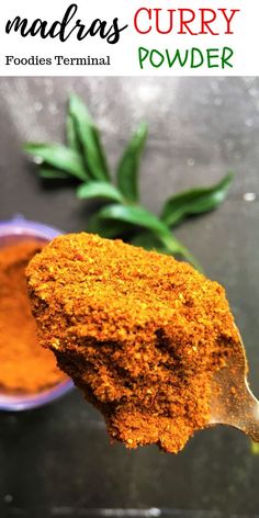 a spoon with curry powder on it