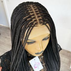 Look and feel your best with our luxurious Small Knotless Braids Wig in classic natural black color - #1b. Meticulously handcrafted on 13x6" lace front by a team of specialised braiders, its natural and comfortable fit allows you to switch up your style in an effortless and breathtaking manner. Make a statement with the perfect half up-do one day, or let the graceful flow of the intricate braids cascade down for a more relaxed look. Achieve stunning looks and effortless confidence with this luxurious braided wig. Knotless Box Braids Wig, Knotless Braided Wig, Small Knotless Braids, Box Braids Wig, Small Knotless, Intricate Braids, Twist Box Braids, Knotless Box Braids, Types Of Braids