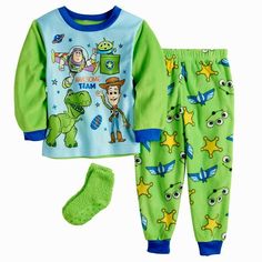 Toy Story Pajama Set ***Quick Shipping! US Seller. Guaranteed Authentic Officially Licensed Merchandise!*** Super cute Toy Story print featuring their favorite characters! Comfy & Soft! Vibrant colors. Brand new with tags in sealed catalog bag. Smoke free, pet free environment. Product Features: Set includes: Top, Pants & Socks, as pictured above Top: crewneck, long sleeves Pants: elastic waistband 100% Polyester Machine Wash Officially Licensed Shop with confidence.  eBay seller for over 22 yea Boy Pajamas, Catalog Bag, Disney Pajamas, Team 2, Toddler Socks, Crew Cut, Pixar Toys, Fleece Pajamas, Boys Pajamas