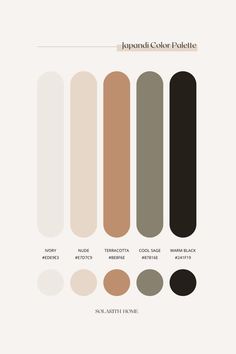 the different shades of neutral and black are shown in this color palettes chart, which includes