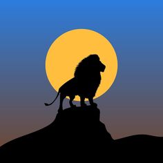 a lion standing on top of a hill with the moon in the background