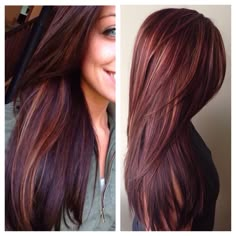 Raspberry Hair Color Ombre, Fall Hair Color Ideas For Brunettes, Dark Brown Hair With Burgundy, Raspberry Hair, Front Hair Styles, Burgundy Hair