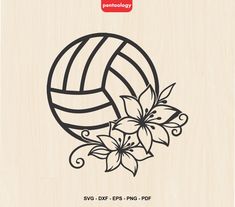 a volleyball ball with flowers on it and the text svg dxf eps png