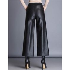 New Product Faux Leather Button Closure Machine Wash Two Side Pockets Zip Fly With Button Closure, Wide Leg High Waist, Ankle Length, High-Quality Fabric, Fashion Black Pu Faux Leather Palazzo Pants Us Size, Good Match With Pu Faux Leather Jacket, Sweater, Shirts, High Heels, Etc Machine Wash Baggy Pants Women, Cropped Wide Leg Trousers, Fall Pants, Lingerie Boutique, Leather Pants Women, Black Leather Pants, Stylish Pants, Pantalon Large, Ankle Length Pants