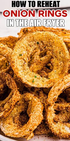 onion rings in the air fryer on a plate