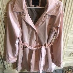 Never Worn Pink Lightweight Hooded Raincoat. Light Pink In Color With Tie With Gold Snaps. Pink Raincoat, Hooded Raincoat, Wear Pink, Trench Coats, Light Pink, Jackets & Coats, Jackets For Women, Pink, Women Shopping