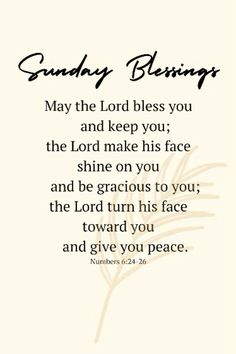 a card with the words sunday blessing on it