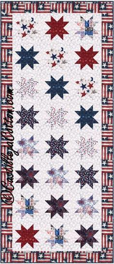 an american flag quilt with red, white and blue stars