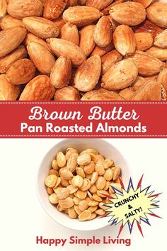 Pan roasted almonds up close, and a white bowl of toasted almonds ready for snacking. Roasted Almonds Recipe, Dog Biscuit Recipes, Yummy Healthy Snacks, Easy Holiday Recipes, Best Low Carb Recipes, Nut Recipes, Party Appetizer, Roasted Almonds, Easy Appetizer Recipes