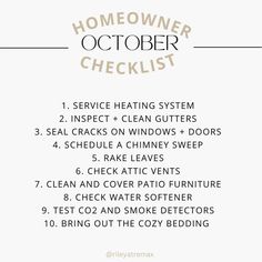 the homeowner checklist for october