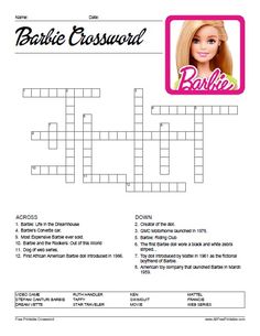 the barbie crossword is shown in this image