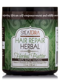 100% Super Natural. Nature's Formula for Dry and Damaged Hair. Active African ingredients help repair hair damaged due to heat, split ends and more. |  | THE STORY BEHIND THE PRODUCT: | Across Africa's driest regions grow plants and trees with remarkable abilities to repair hair and increase growth. From the softening properties of Africa's upside down tree to the nourishing properties of the Egyptian carrot seed. Shea Terra Organics' Hair Repair Herbal Butter combines Africa's most nutritive in Herbal Butter, Upside Down Tree, Dry And Damaged Hair, Repair Hair, Grow Plants, Carrot Seeds, Damaged Hair Repair, Organic Hair, Super Natural