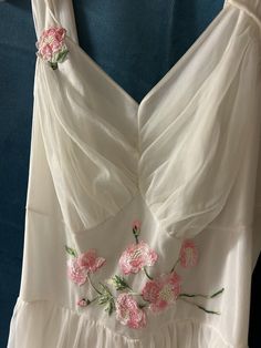 1950’s Nightgown Peignoir Set Chiffon Embroidered Flowers Creamy White Nice!  | eBay Vintage Nightgown Aesthetic, 50s Nightgown, 1960s Nightgown, Eileen Kelly, Linen Nightgown, Birthday Vibes, Nightgown Sets, Cute Pjs, Peignoir Sets