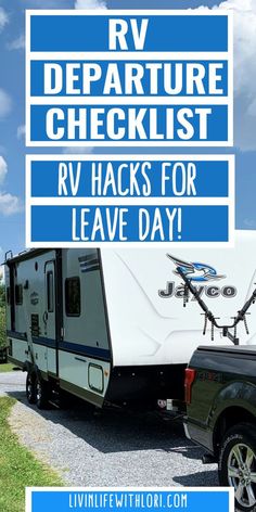 the best RV departure checklist for new RVers Rv Trip Planner, Rv Campsite, Camping For Beginners, Rv Camping Tips, Camper Hacks, Travel Trailer Camping