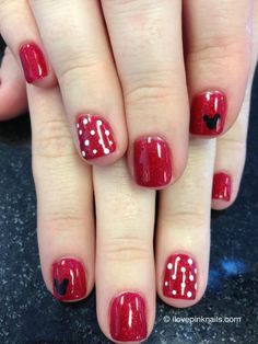 Found on Bing from www.pinterest.com Nails Art Red, Disney Gel Nails, Nail Art Disney