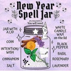 New Year Spell, Witch Ideas, Hearth Witch, Dream Spell, Witchcraft Spells For Beginners, Spells For Beginners, Jar Spells, Witch Bottles, Spell Jars