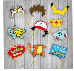 pokemon cupcake toppers are on sticks