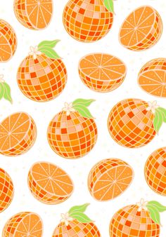 oranges with green leaves on a white background seamless wallpaper pattern stock photo