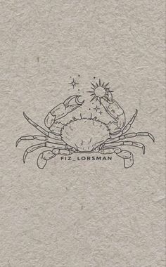 a drawing of a crab sitting on top of a piece of paper with the caption, fiz lorsman