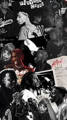 a collage of black and white photos with the words hip hop written on them