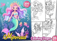 the mermaid coloring pages are available for children to color and then be colored with markers