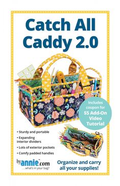 an advertisement for the sewing book catch all caddy 2 0