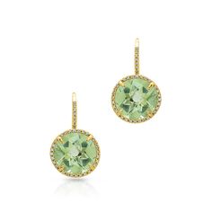 14KT Yellow Gold Green Amethyst Diamond Round Earrings Earrings measure approximately 1" in length. Amethyst measures approximately 1/2" in diameter. SKU ASEY3371 Metal Type 14KT Yellow Gold Primary Stone Green Amethyst Fine Jewelry Earrings, Diamond Huggies, Green Amethyst, Lovely Jewellery, Fine Jewellery Earrings, Cuff Earrings, Online Earrings, Round Earrings, Stone Earrings