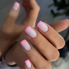 Hot Pink French Manicure Glossy Short Square Press-On Nails - Includes 24 Press-On Nails In 12 Sizes For The Perfect Fit! High Quality. Durable. Easy To Apply & Remove. Pink French Manicure, Nails Yellow, Short Press On Nails, Nagel Tips, Nail Type, Coffin Press On Nails, Nail Art Supplies, Stick On Nails, Nail Art Hacks