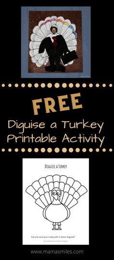 a turkey is shown with the words, free printable activity