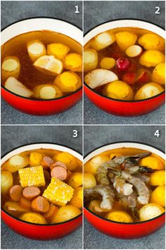 step by step instructions on how to make an easy soup with potatoes, corn and sausage