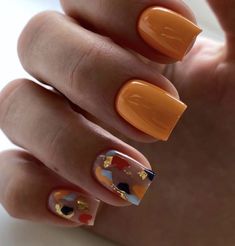 Nail Design At Home, Orange Summer Nails, Nail Design 2023, Best Nail Designs, Summer Nails 2024, Nails 2024, Orange Nails, Square Acrylic Nails, Cool Nail Designs