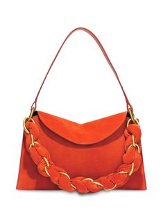 orange calf suede gold-tone hardware foldover top with magnetic fastening main compartment single braided top handle single shoulder strap Ps1 Bag, Proenza Schouler Bag, Proenza Schouler Shoes, Braided Bag, Tie Dye Outfits, Orange Bag, Braided Strap, Bag Dress, Fall Shopping