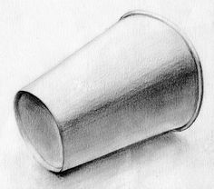 a pencil drawing of a cup sitting on top of a table