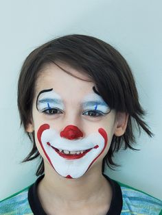 Easy Clown Makeup For Kids Boys, Easy Clown Face Paint, Kids Clown Makeup, Face Painting Clown, Clown Face Painting, Clown Face Paint, Face Painting Supplies, Face Painting For Boys, Circus Crafts