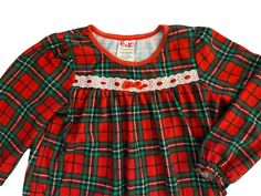 Very cute Size 6  "PJ and ME" Nightgown Pajama Sleep Dress Plaid red green long sleeve Red Christmas Sleepwear, Red Christmas Sleepwear For Bedtime, Red Plaid Pajama Bottoms, Plaid Pajamas Red, Cozy Plaid Long Sleeve Sleepwear, Green Long Sleeve, Sleep Dress, Plaid Dress, Night Gown