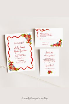 the wedding stationery is laid out on top of each other, and ready to be printed