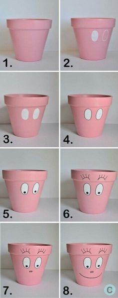 the instructions for making a pink bowl with eyes