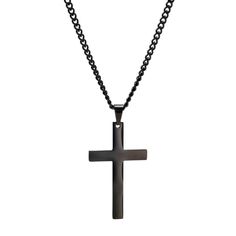 Titanium cross necklace for men and women in black Christian Jewelry For Women, Christian Rings, Mens Accessories Necklace, Black Cross Necklace, Edgy Necklace, Necklace Drawing, Mens Cross Necklace, Goth Necklace, Black Cross