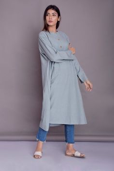 Indian Kurta Shirt, Long Shirt for Women, Kurti for Women, Linen Washed Soft Shirt, Linen Kurta - Cu